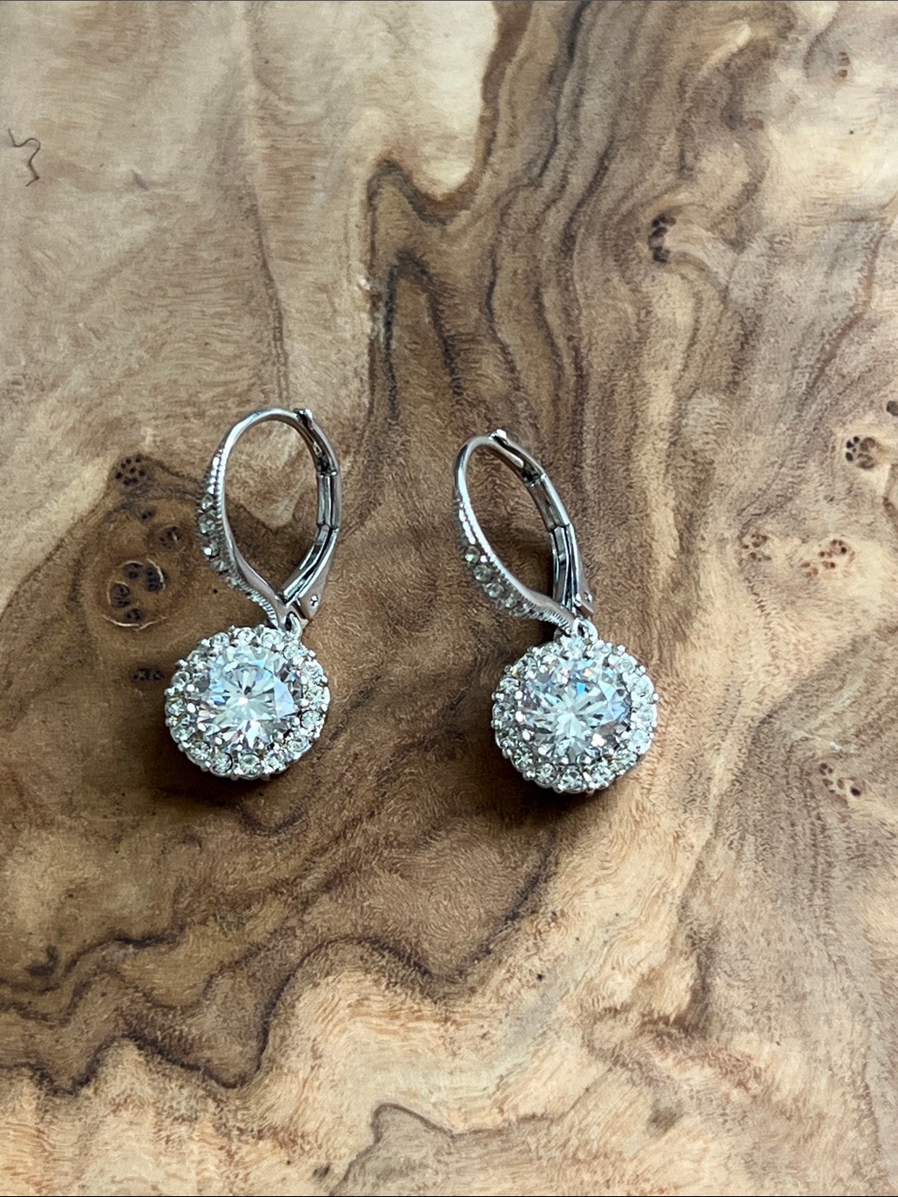 Eliot Danori Silver-Tone Crystal Halo Drop Earrings Bridal Wear